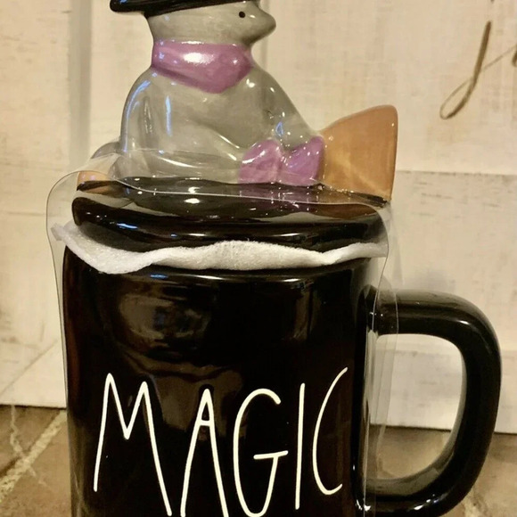 Rae Dunn 2pc MAGIC Halloween Tea Cup & Cat Lid Set - Picture 1 of 4